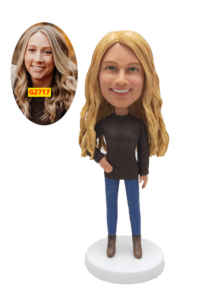 Custom Casual Female Bobblehead – Personalized Figurine for Her Custom Casual Female Bobblehead – Personalized Figurine for Her