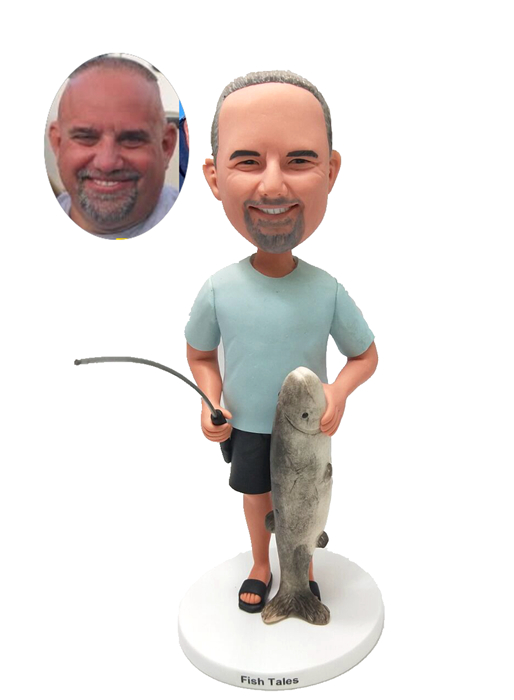 Custom Fishing Bobblehead – Personalized Male Fisherman Figurine for Anglers Custom Fishing Bobblehead – Personalized Male Fisherman Figurine for Anglers