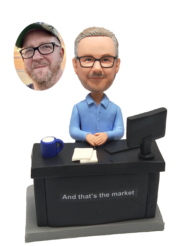 Custom Bobblehead Boss Sitting at Desk with Computer – Professional & Office Personalized Bobblehead & Cake Topper Custom Bobblehead Boss Sitting at Desk with Computer – Professional & Office Personalized Bobblehead & Cake Topper