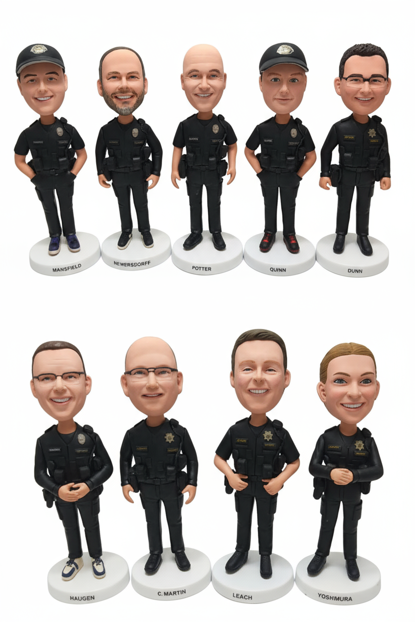 Custom Police Officer Bobbleheads | Bulk Order, Personalized Uniforms & Badges | Perfect Law Enforcement Gifts Custom Police Officer Bobbleheads | Bulk Order, Personalized Uniforms & Badges | Perfect Law Enforcement Gifts